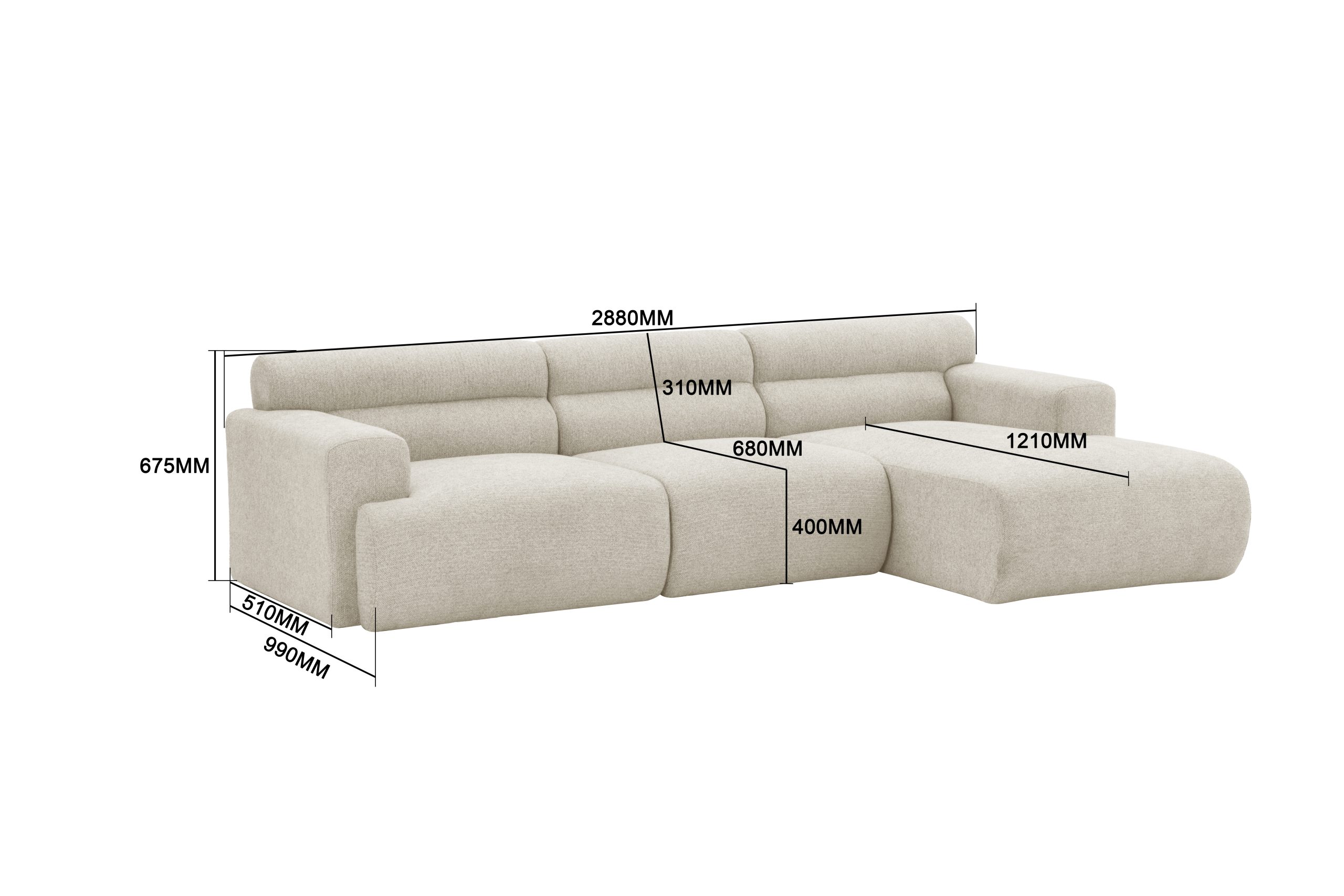 Canapé d'angle Como en tissu – Image 10
